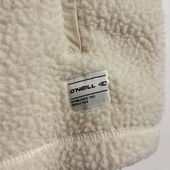 O'Neill Cream Zip-up Sherpa Fleece Vest - Picture 2 of 7